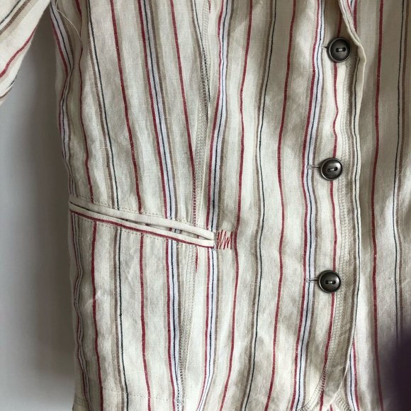 CHICOS 100% Linen Sriped Blazer S - Picture 5 of 6